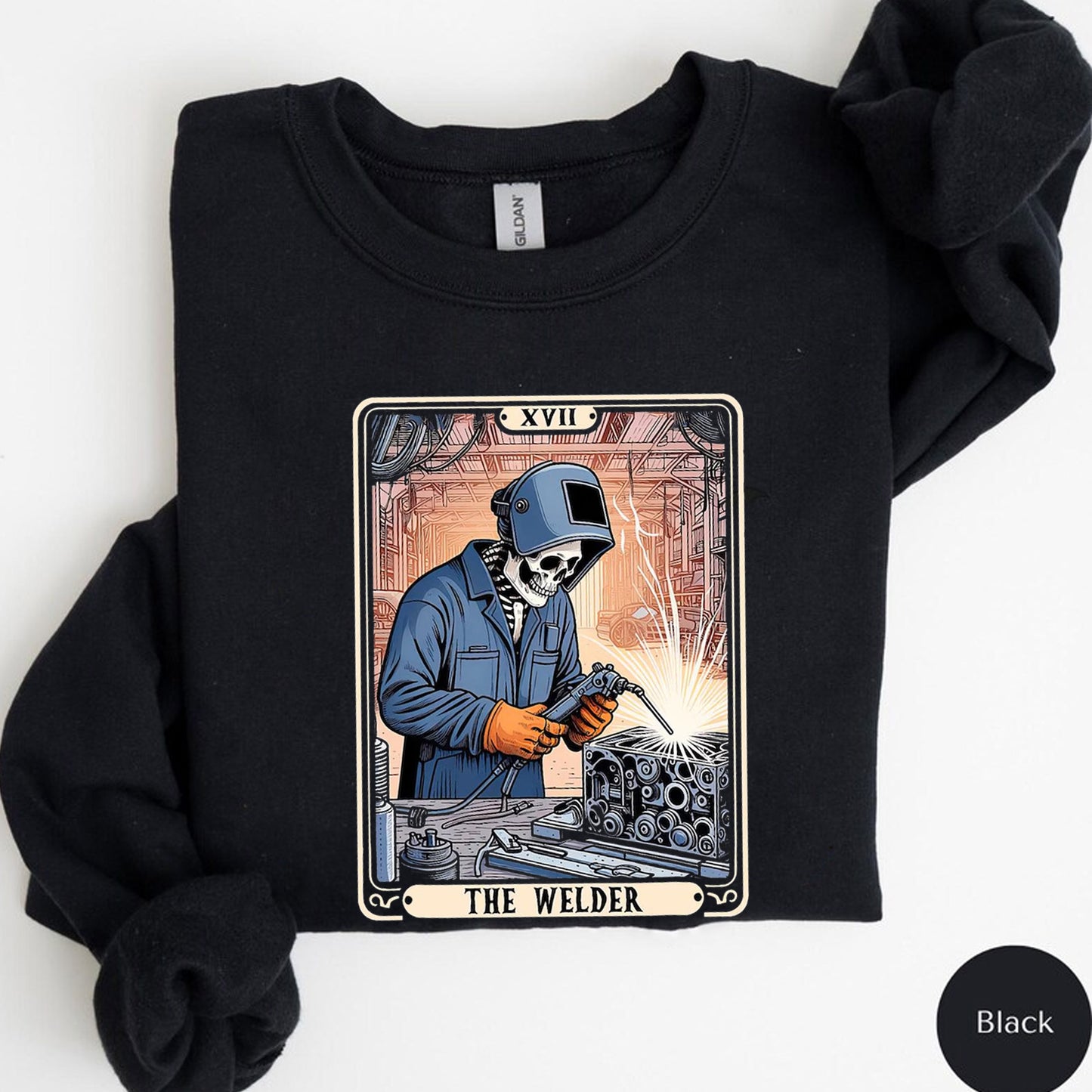The Welder Welding Tarot Card Skeleton Funny Metal Worker Welder T Shirt