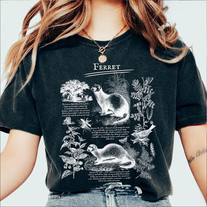 Retro Ferret T-shirt, Floral Goblincore Crewneck
