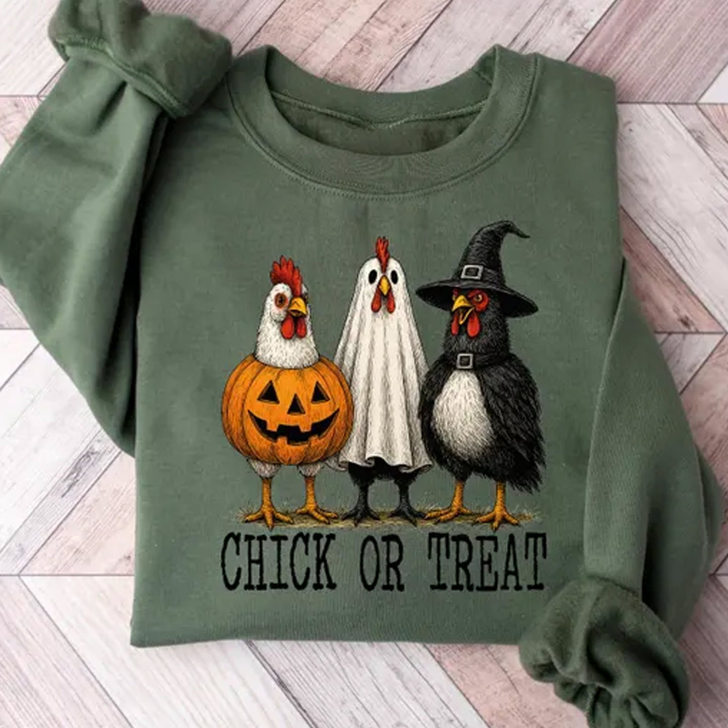 Retro Halloween Chickens Sweatshirt, Halloween Farm Shirt