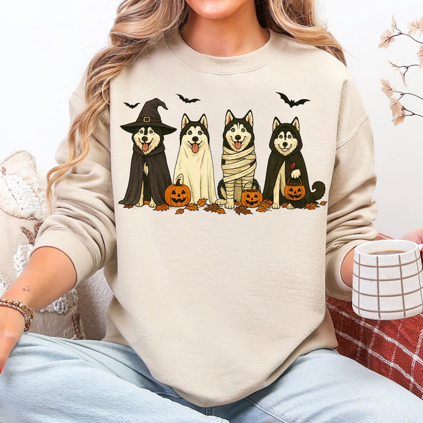 Husky Ghost Dogs Sweatshirt, Halloween Ghost Dog Tshirt