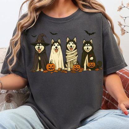Husky Ghost Dogs Sweatshirt, Halloween Ghost Dog Tshirt