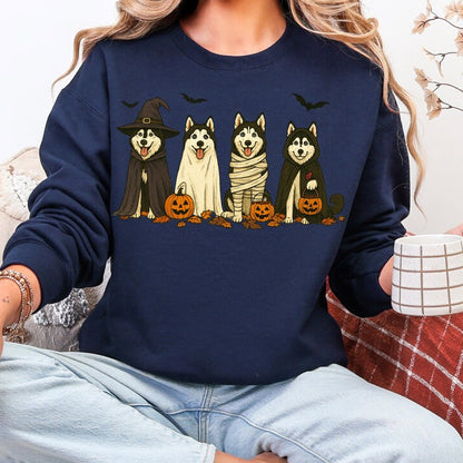 Husky Ghost Dogs Sweatshirt, Halloween Ghost Dog Tshirt