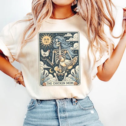 Chicken Mom Tarot Card T-shirt, Halloween Chicken Mama Tee