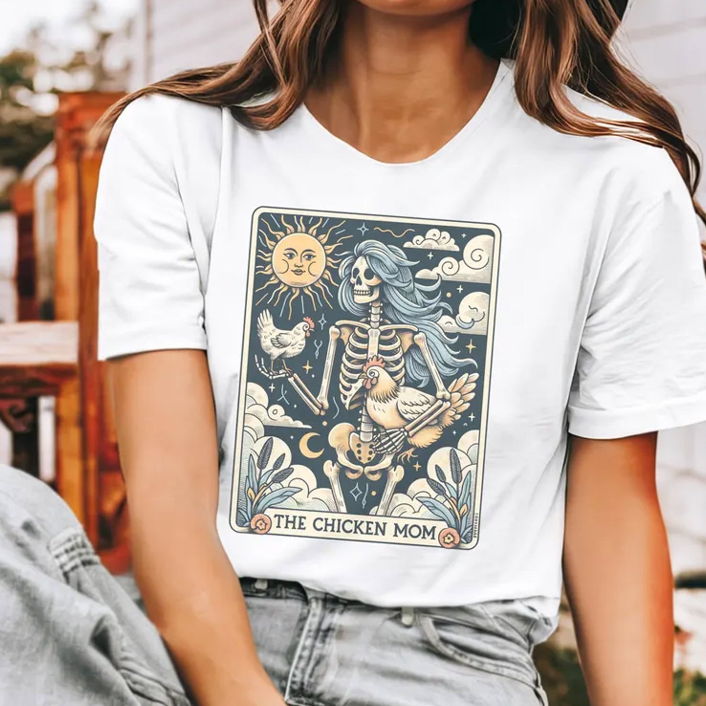 Chicken Mom Tarot Card T-shirt, Halloween Chicken Mama Tee