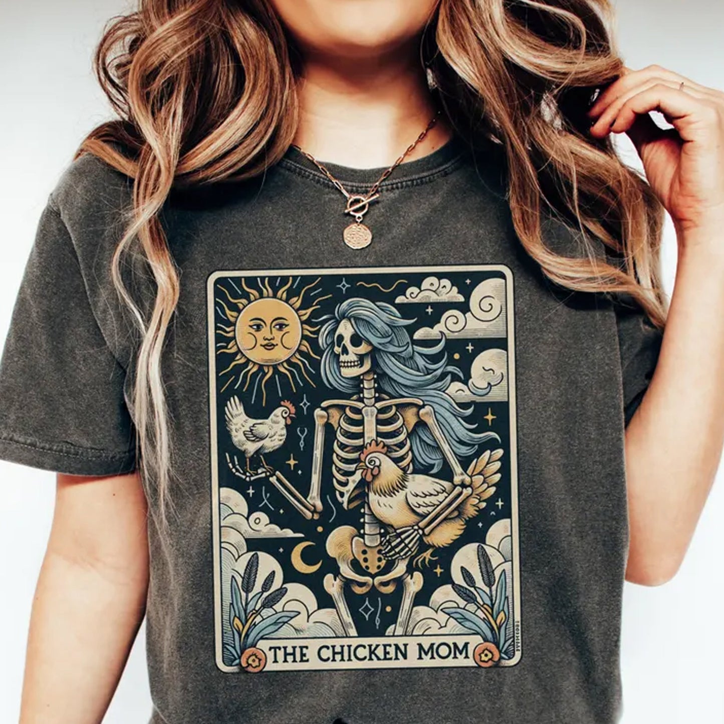 Chicken Mom Tarot Card T-shirt, Halloween Chicken Mama Tee