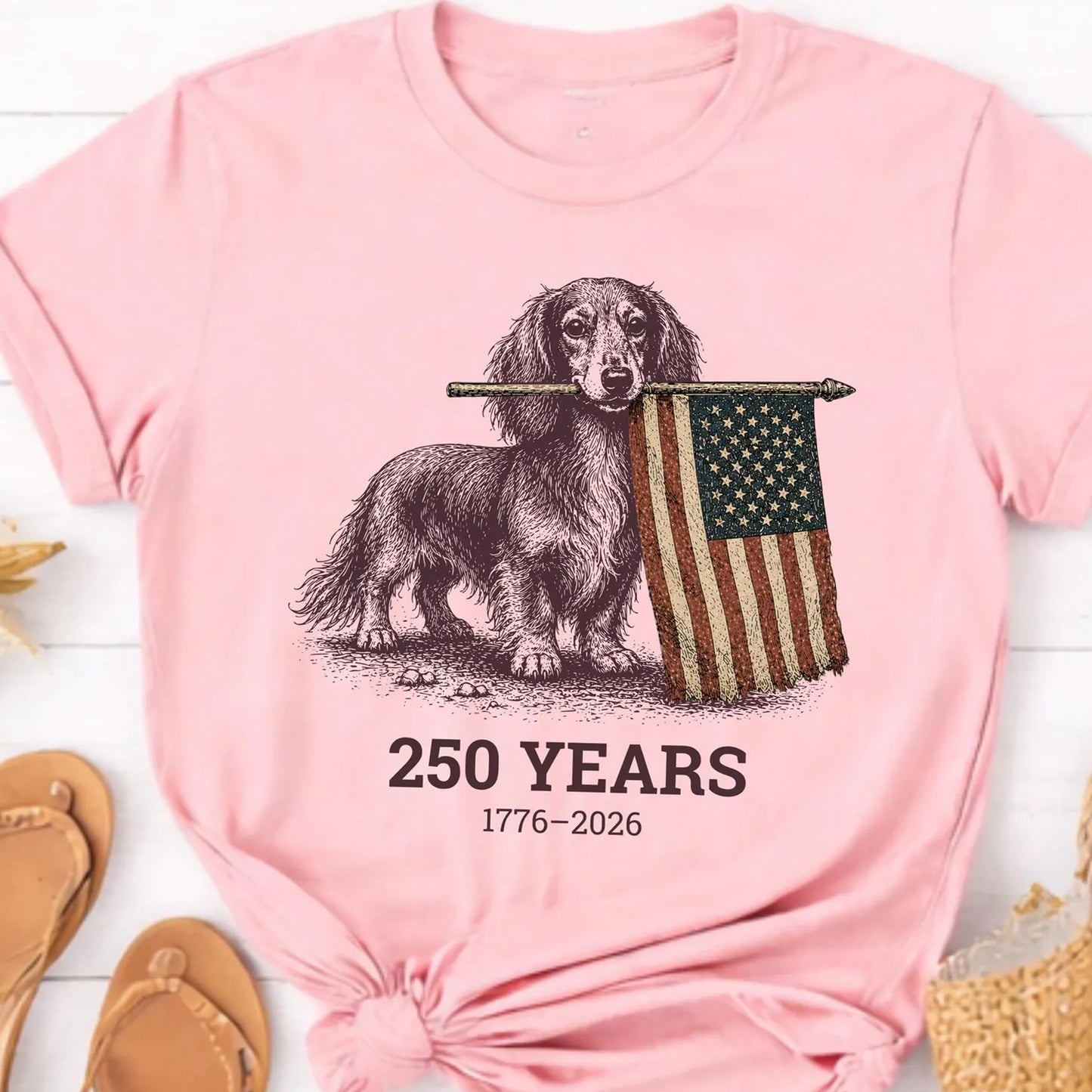 Patriotic Wiener Dog Tee, Vintage Weiner Dog Shirt