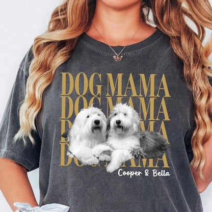 Custom Photo Shirt, Personalized Pet Photo Graphic Tee, Custom Text Name Dog Mama