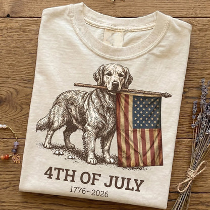 Golden Retriever American Flag Shirt, Patriotic Dog Tee