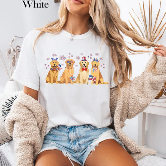 USA Golden Retriever Shirt Fourth of July Golden Retriever Tshirt