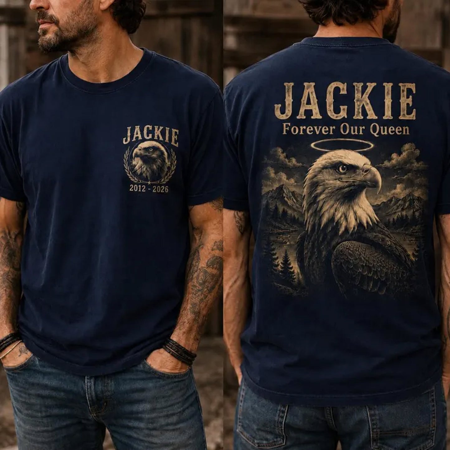 Jackie Forever Our Queen T-Shirt, Big Bear Bald Eagle Tribute Tee