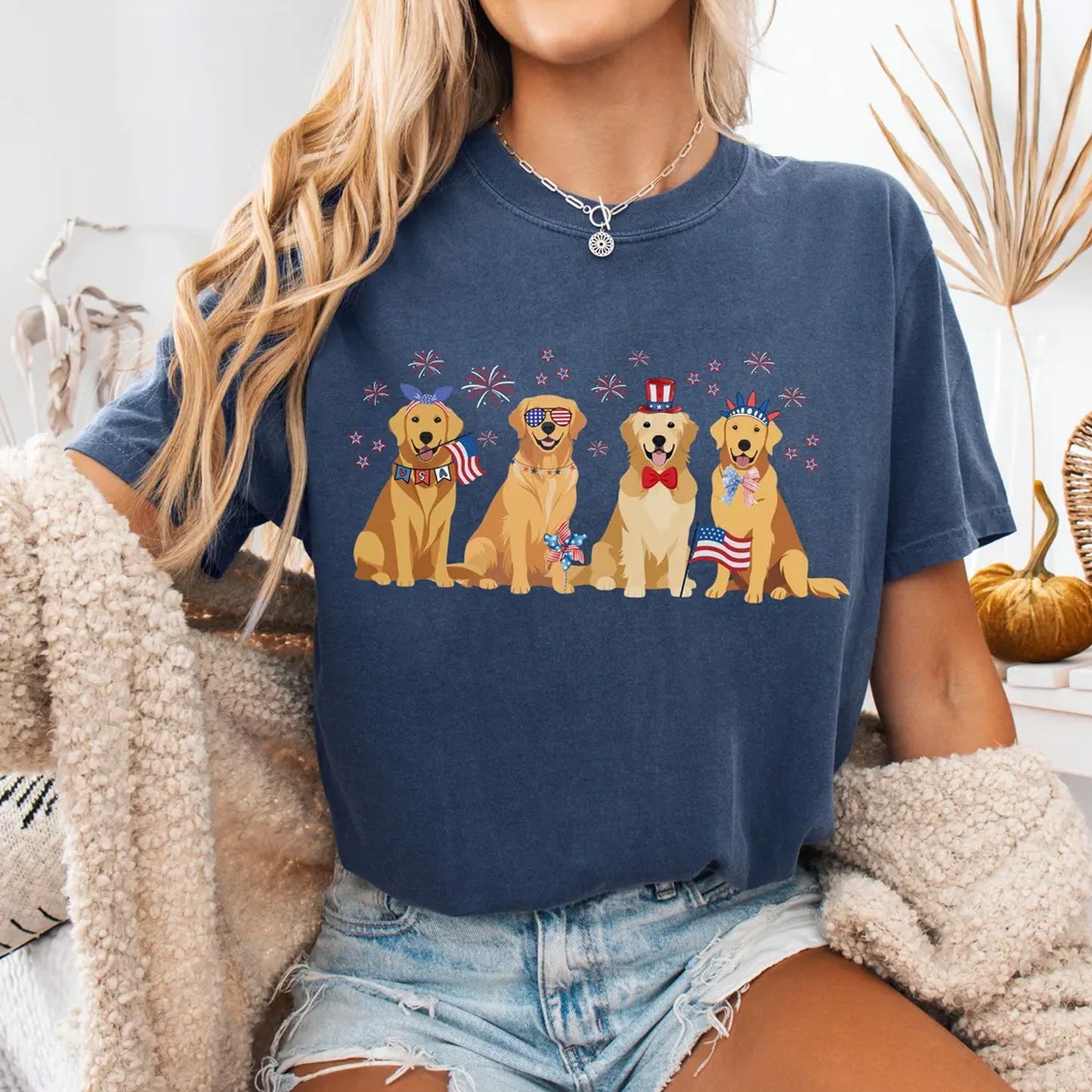 USA Golden Retriever Shirt Fourth of July Golden Retriever Tshirt