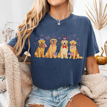 USA Golden Retriever Shirt Fourth of July Golden Retriever Tshirt