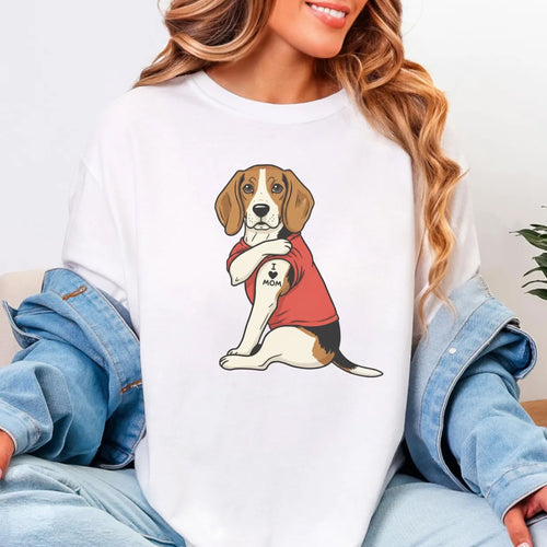 Beagle Dog I Love Mom Graphic Tee for Pet Lovers