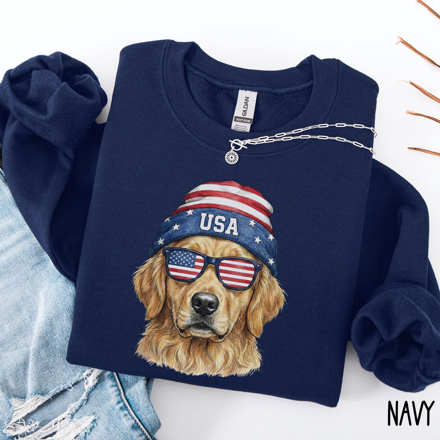 Patriotic Golden Retriever Sweatshirt, Dog Sweatshirt, USA Shirt