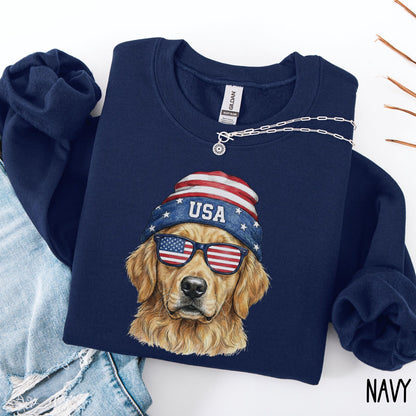 Patriotic Golden Retriever Sweatshirt, Dog Sweatshirt, USA Shirt