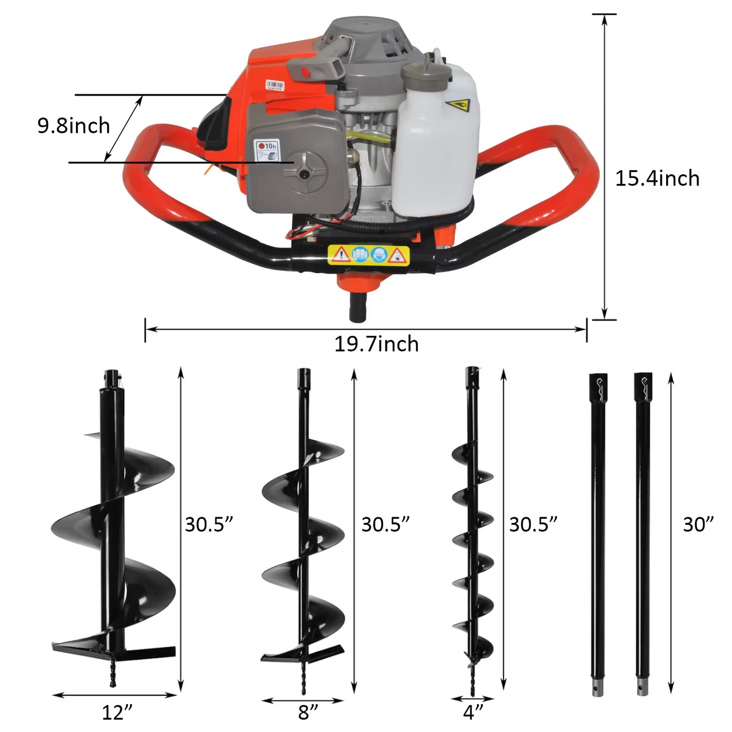 Manto™ 72cc Earth Auger Post Hole Digger Set