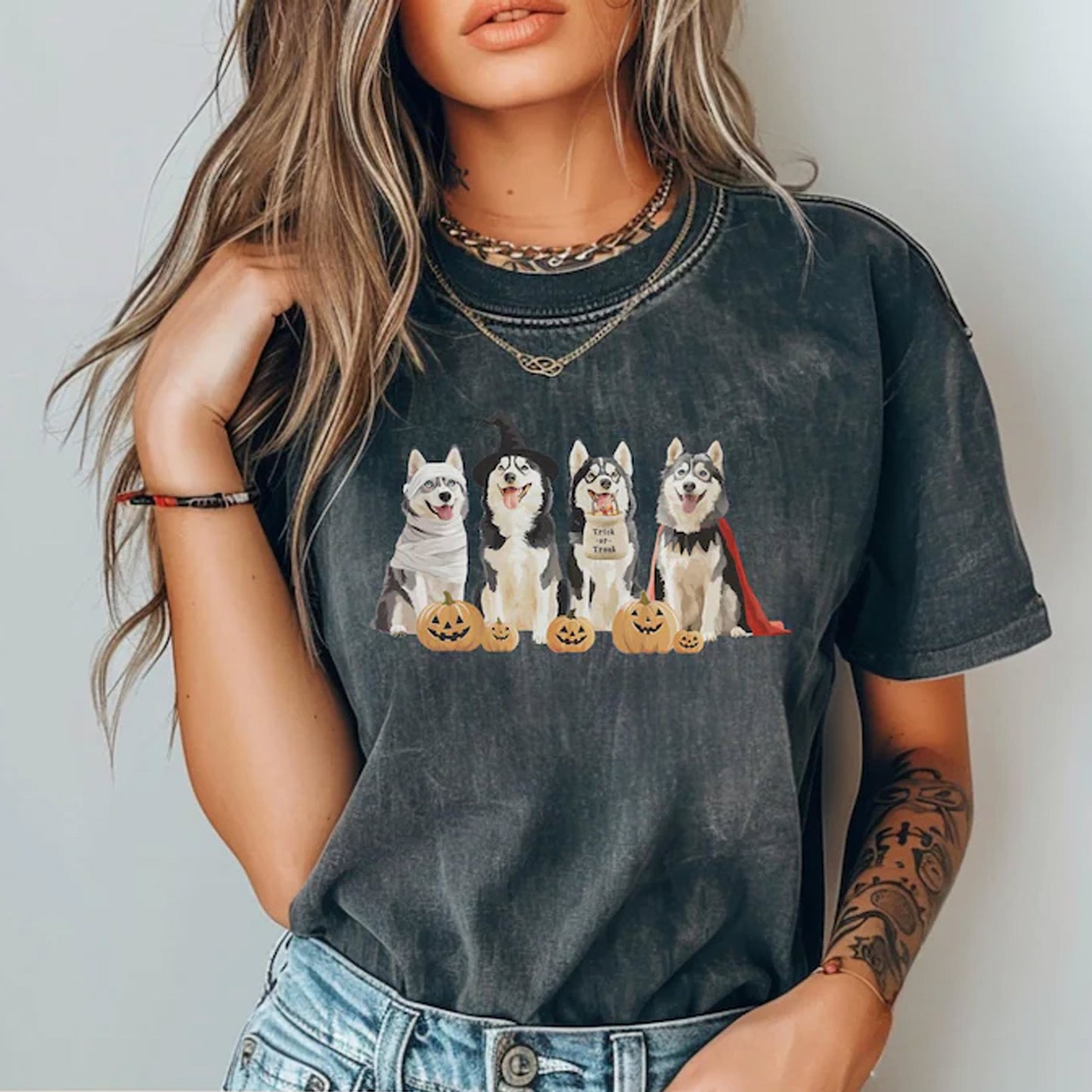 Husky Halloween Shirt, Dog Mom Fall T-Shirt