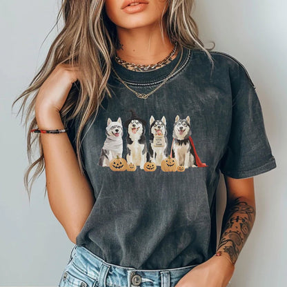 Husky Halloween Shirt, Dog Mom Fall T-Shirt