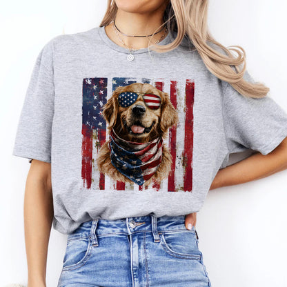 Patriotic Golden Retriever Dog Shirt, 4th Of July Shirt,Patriotic Crewneck