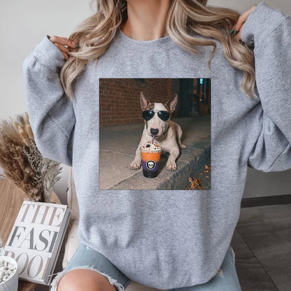 Bull Terrier Halloween Drinking Coffee Slush Shirt