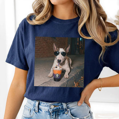 Bull Terrier Halloween Drinking Coffee Slush Shirt