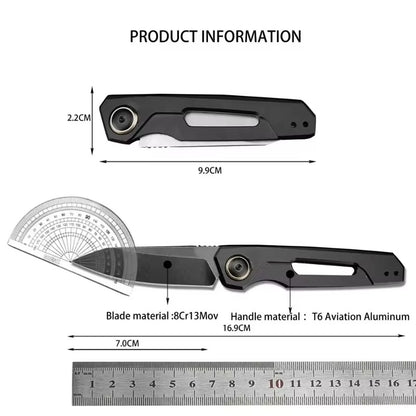 Manto™ Pocket Folding Knife – Aluminum Handle, Outdoor Camping & Utility Knife
