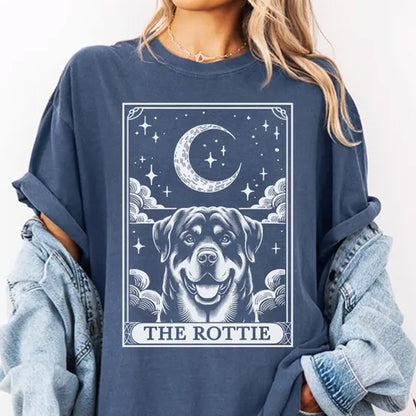 Tarot Card Shirt, Rottie Dog Halloween Moon Shirt, Funny Rottweiler Lover Gifts
