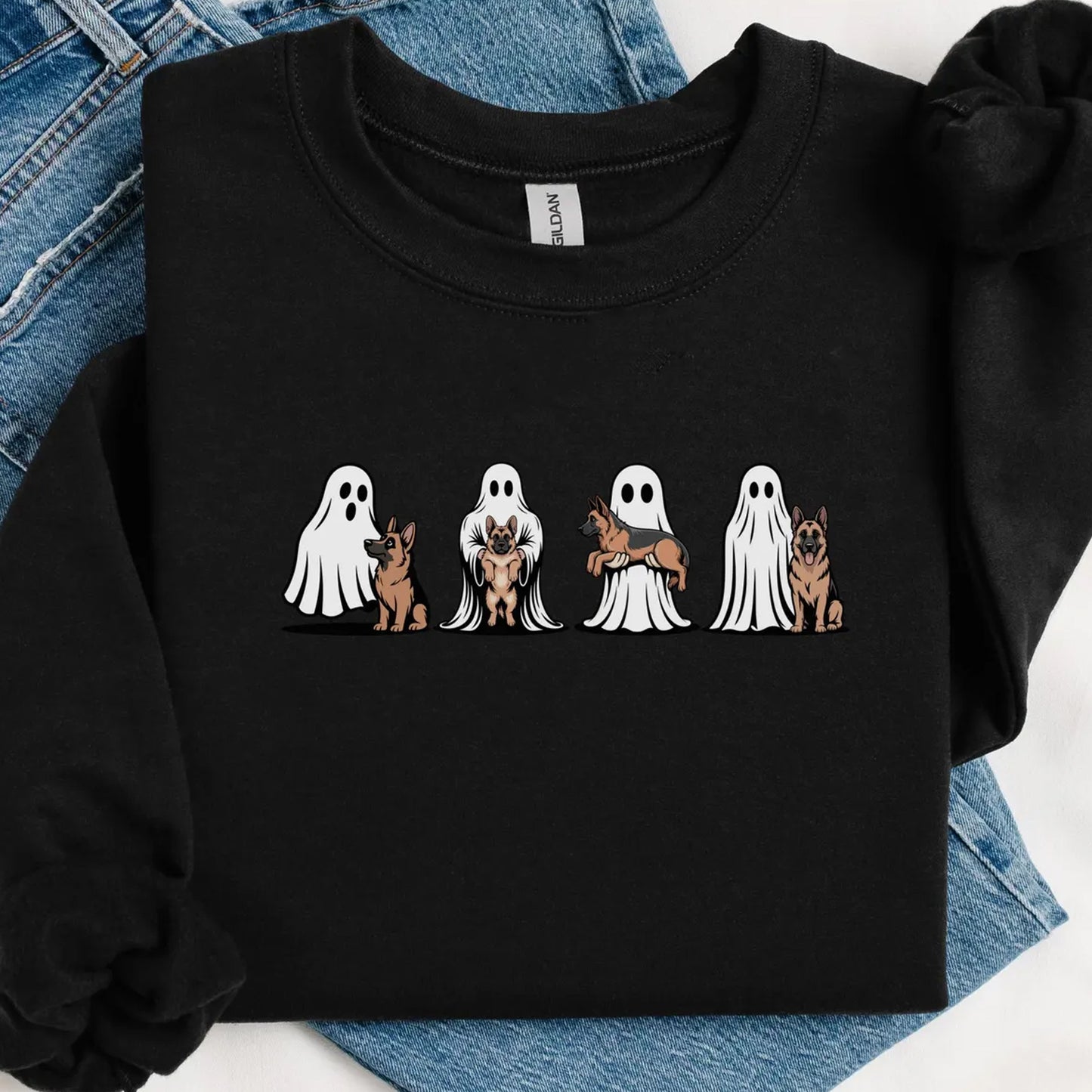 German Shepherd Ghost Halloween Shirt, Spooky Ghost Dog TShirt