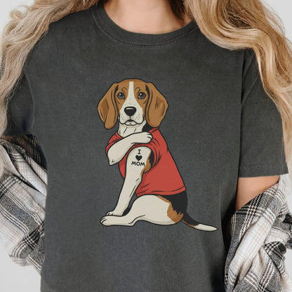 Beagle Dog I Love Mom Graphic Tee for Pet Lovers