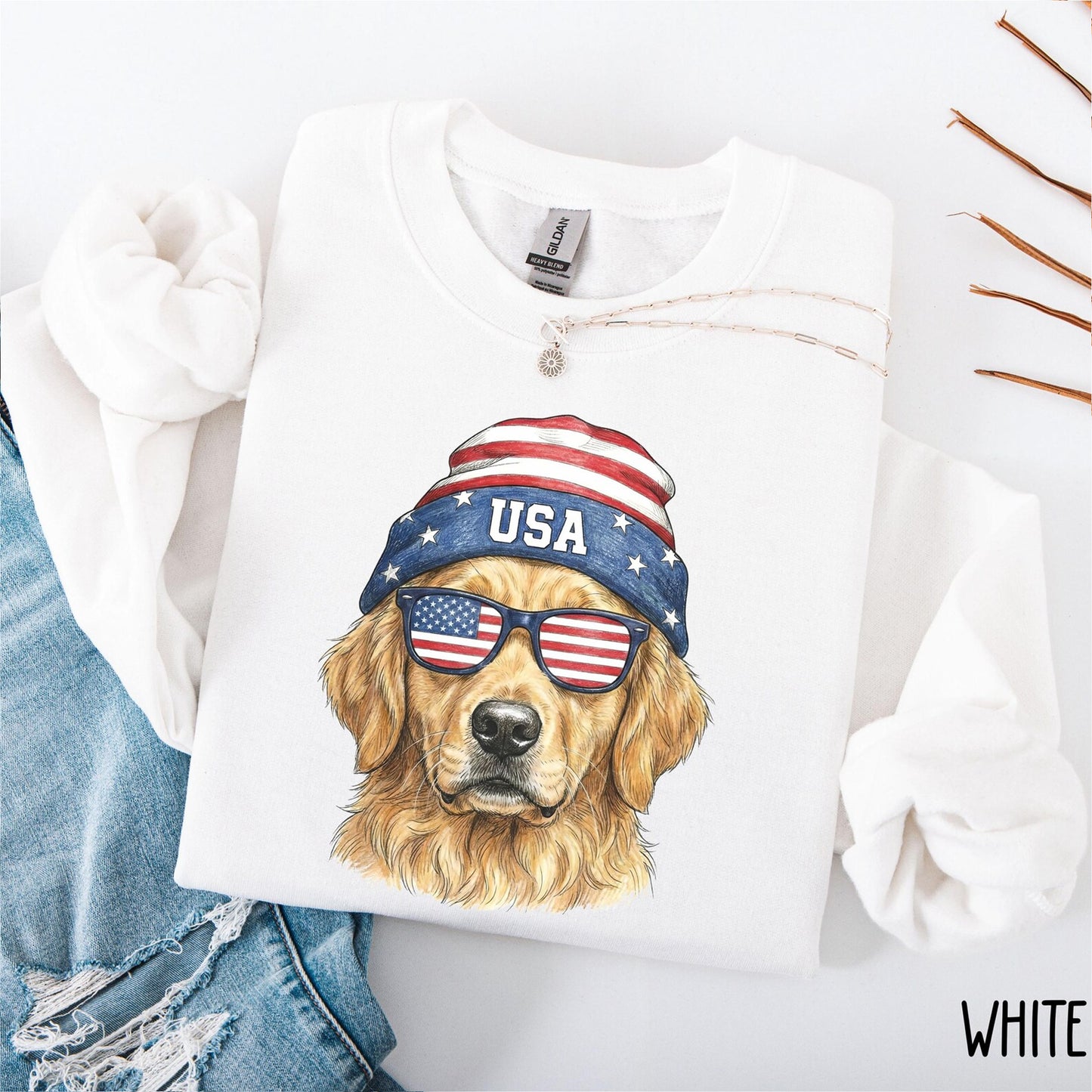 Patriotic Golden Retriever Sweatshirt, Dog Sweatshirt, USA Shirt