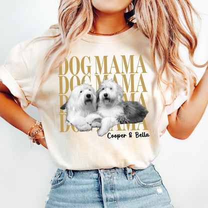 Custom Photo Shirt, Personalized Pet Photo Graphic Tee, Custom Text Name Dog Mama