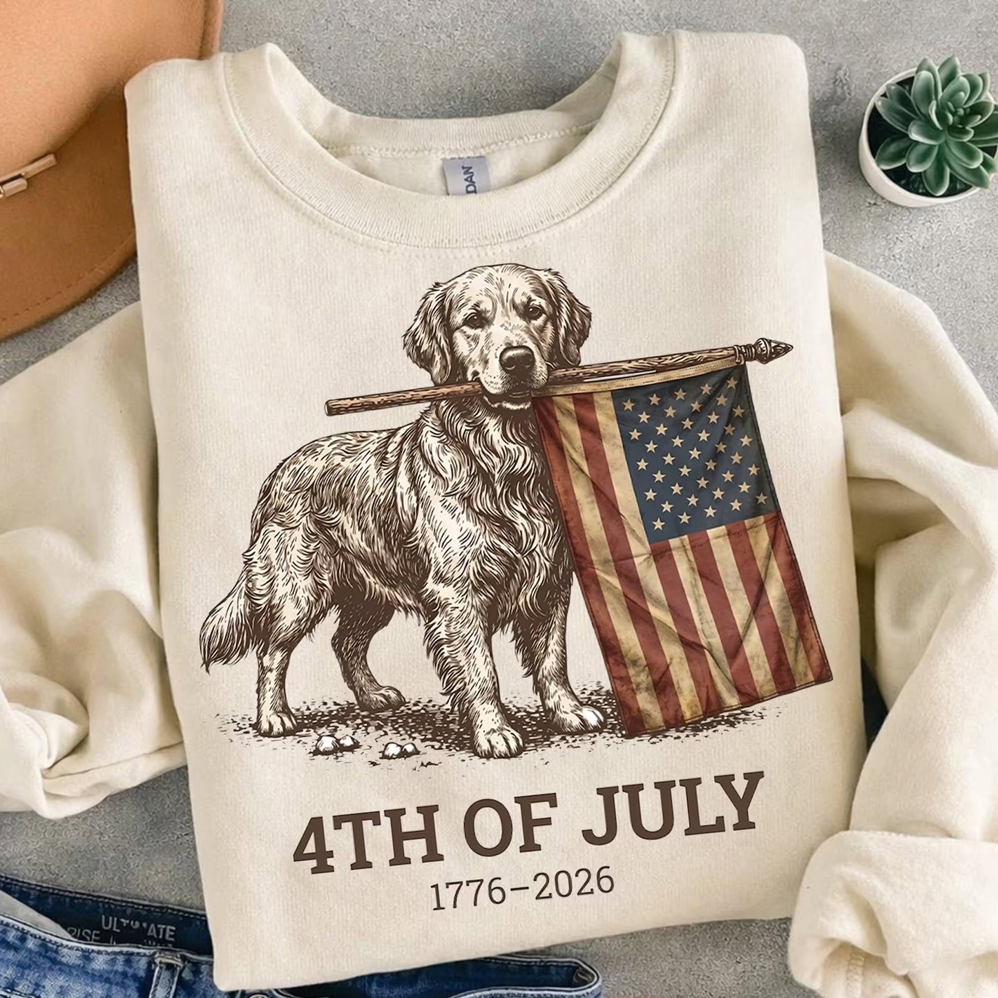 Golden Retriever American Flag Shirt, Patriotic Dog Tee