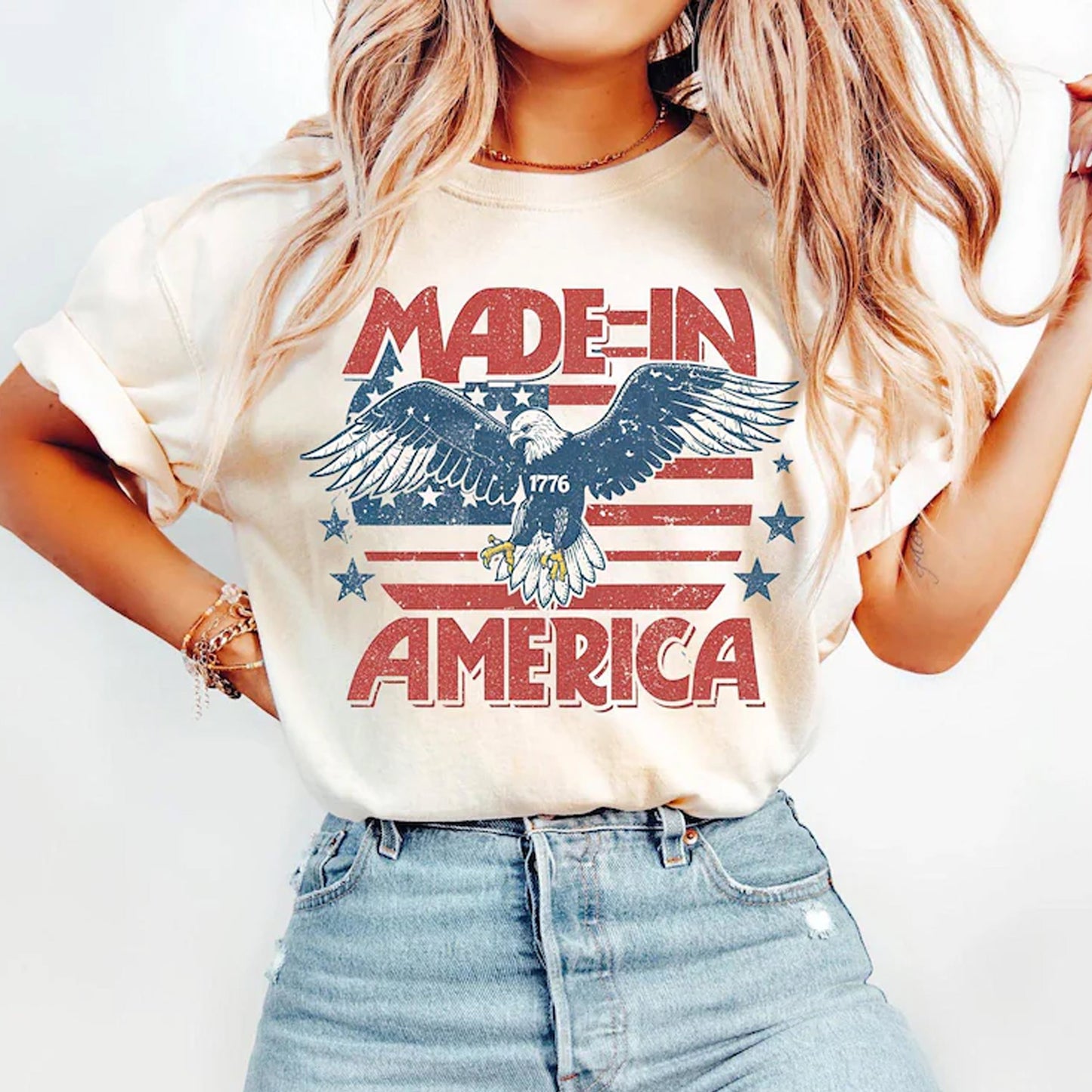 Made in America Shirt 1776, Vintage Eagle 4th of July Tee, Patriotic Freedom T-Shirt