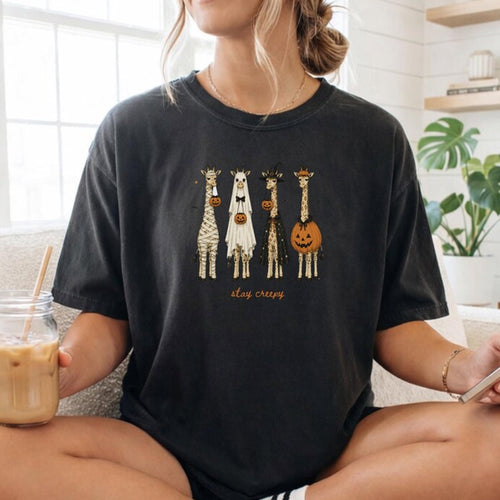Giraffe Boo Halloween Shirt, Stay Creepy Matching Halloween Tee
