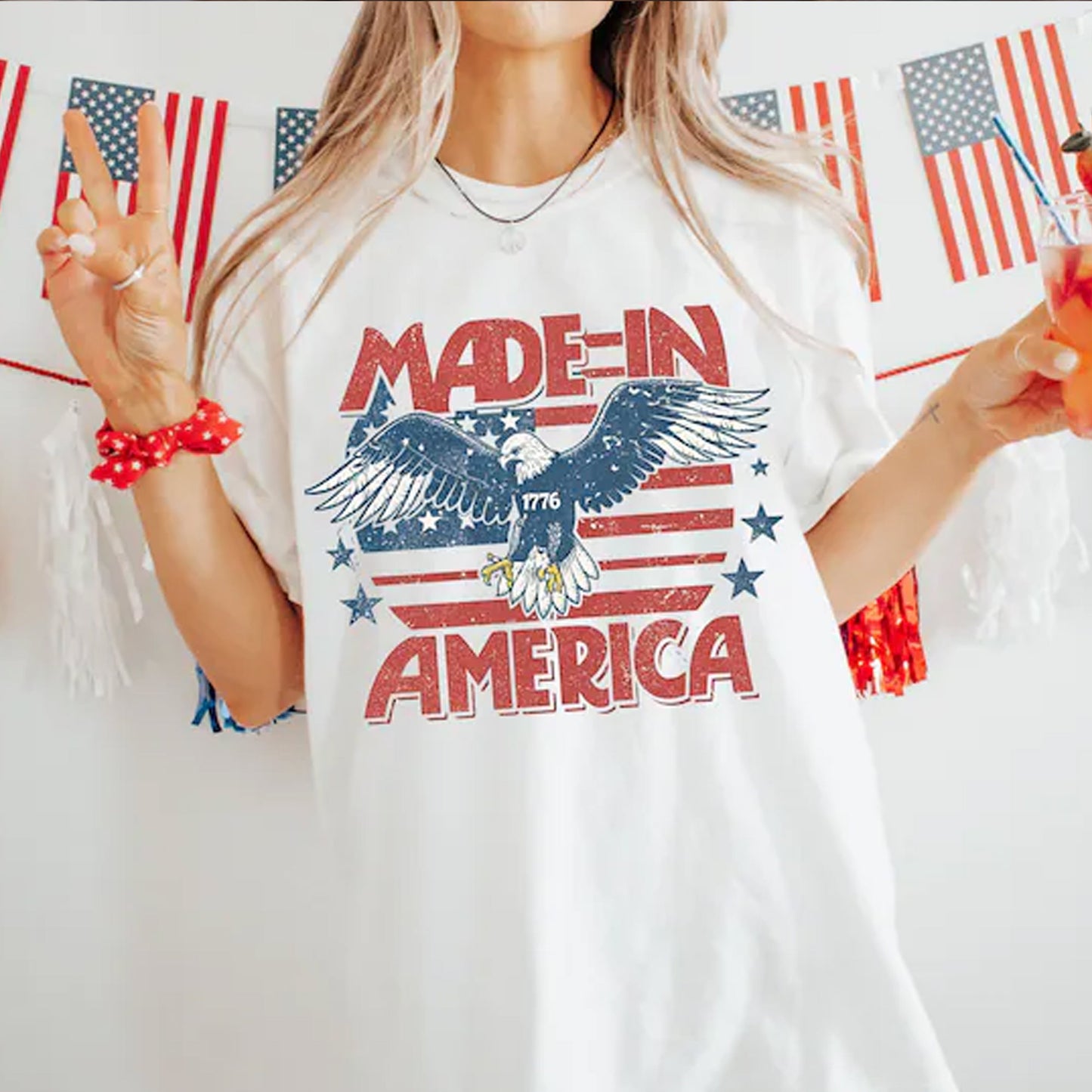 Made in America Shirt 1776, Vintage Eagle 4th of July Tee, Patriotic Freedom T-Shirt
