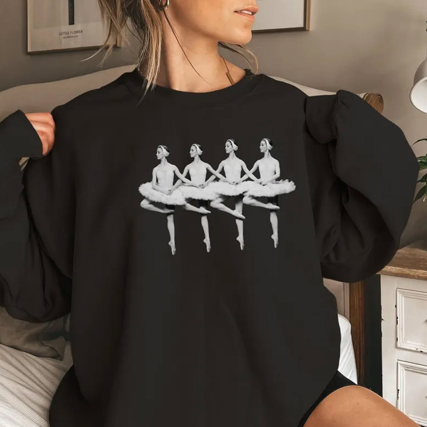 Minimalist Swan Lake Ballet Shirt, Four Ballerinas Tee, Dance Lover Sweatshirt