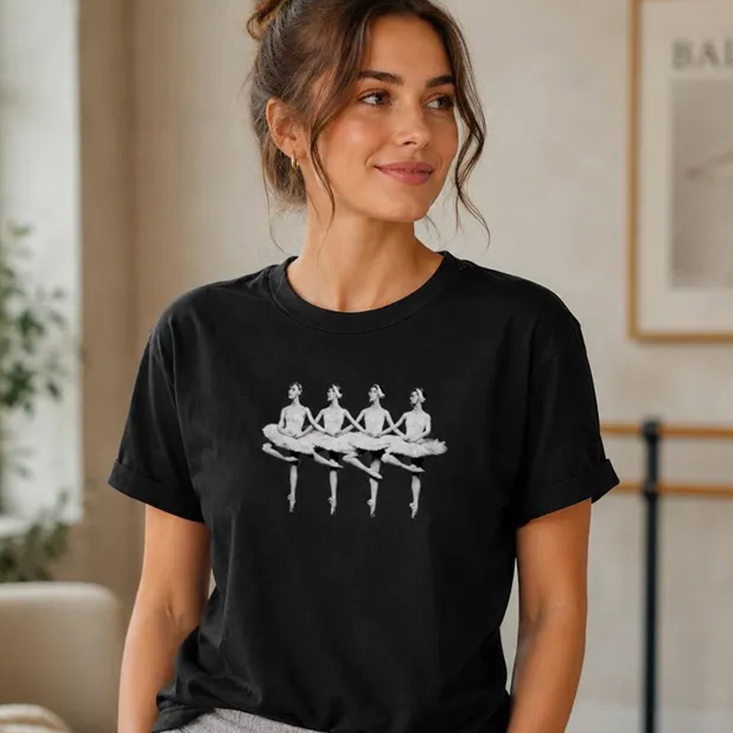Minimalist Swan Lake Ballet Shirt, Four Ballerinas Tee, Dance Lover Sweatshirt