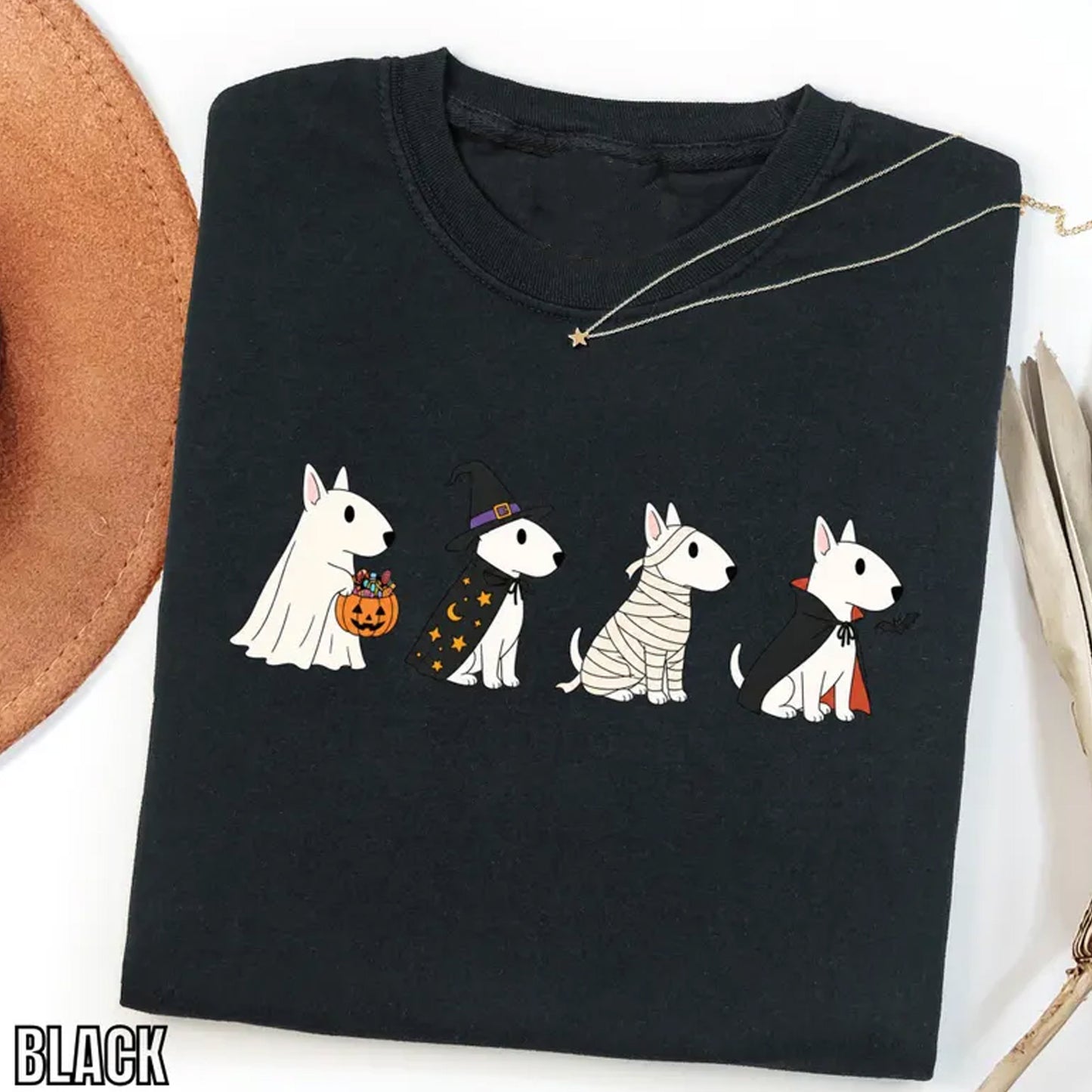 Bull Terrier Halloween T-Shirt, Trick or Treat Dog Shirt