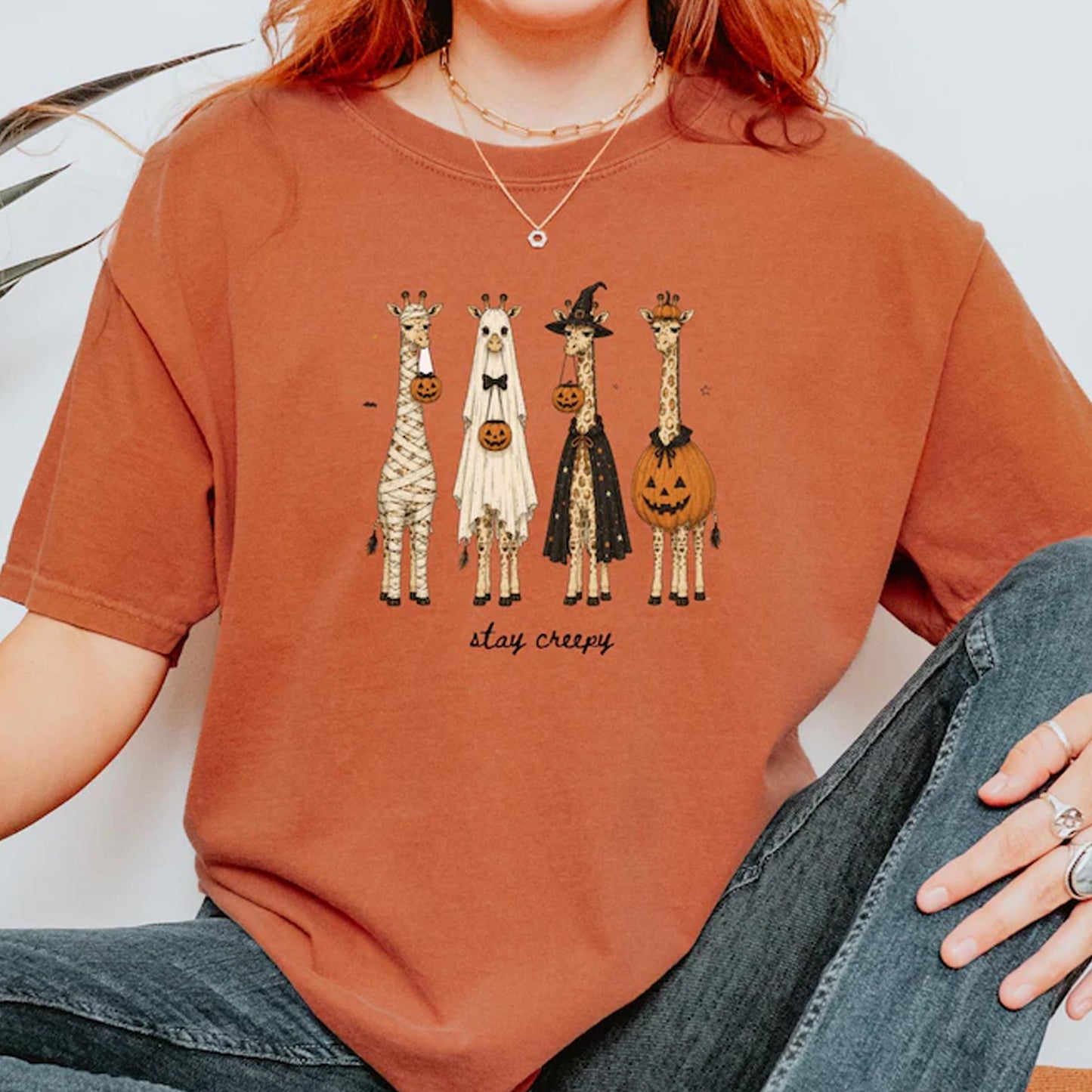 Giraffe Boo Halloween Shirt, Stay Creepy Matching Halloween Tee
