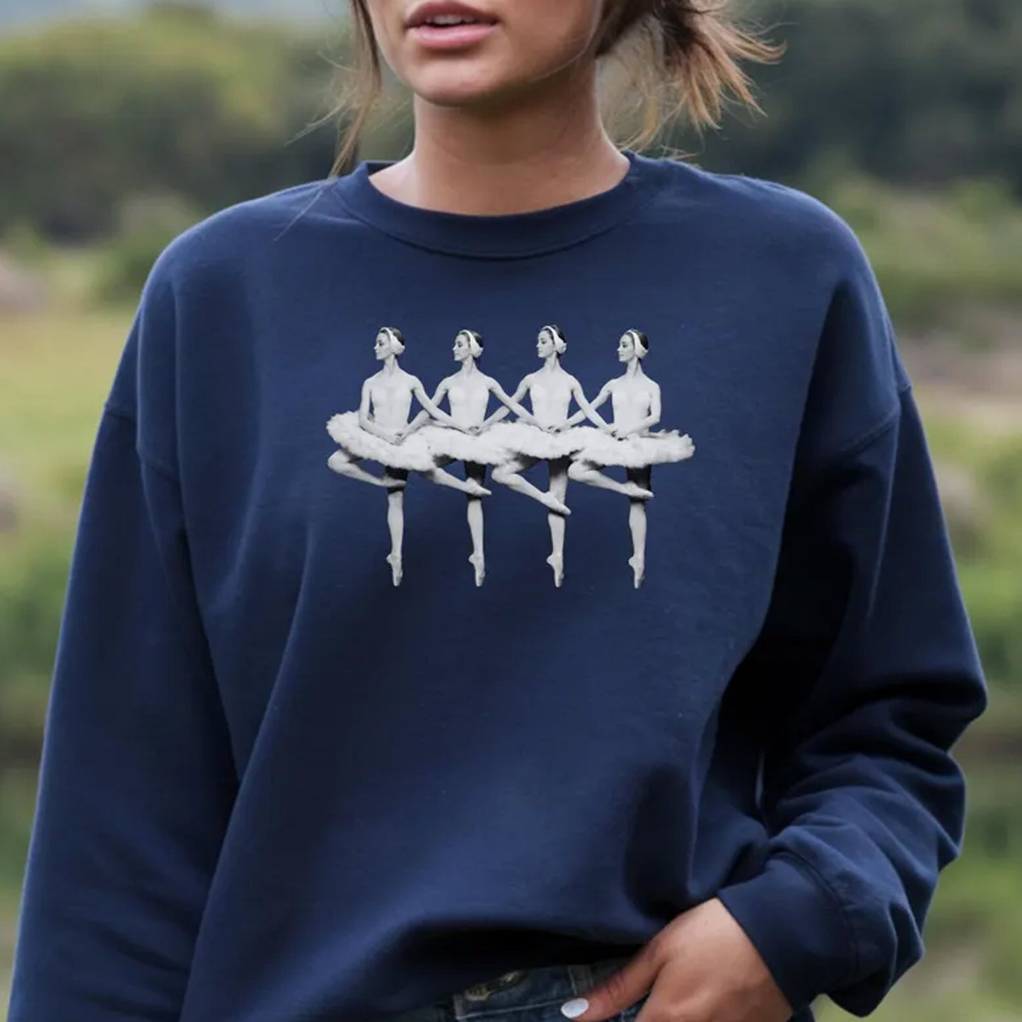 Minimalist Swan Lake Ballet Shirt, Four Ballerinas Tee, Dance Lover Sweatshirt