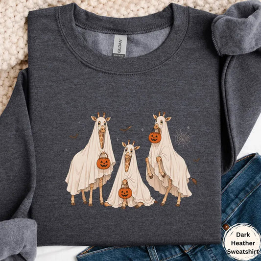 Giraffe Boo Halloween Shirt, Giraffe Ghost Shirt, Spooky Giraffe Tee