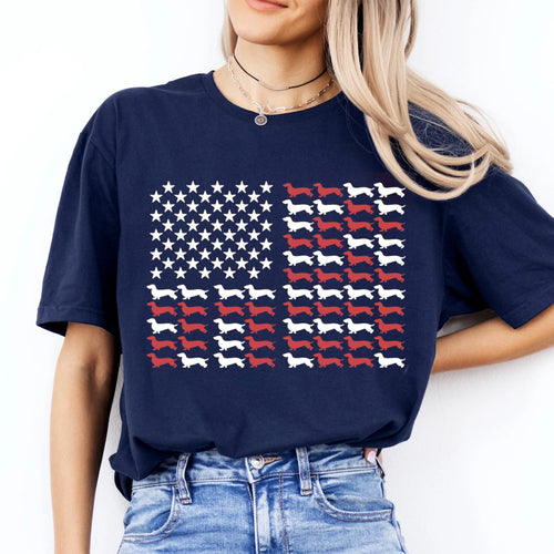 Patriotic Dachshund T-Shirt: American Flag Sausage Dog Tee