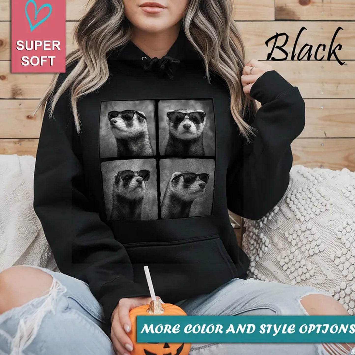 Funny Ferret Sunglasses Shirt, Cool Ferret Photo Collage Tee