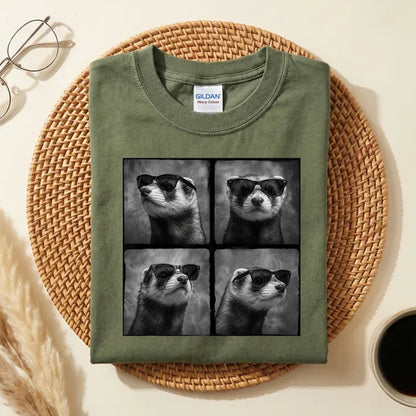 Funny Ferret Sunglasses Shirt, Cool Ferret Photo Collage Tee
