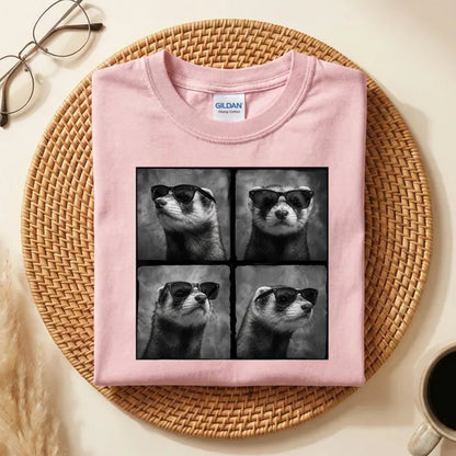 Funny Ferret Sunglasses Shirt, Cool Ferret Photo Collage Tee