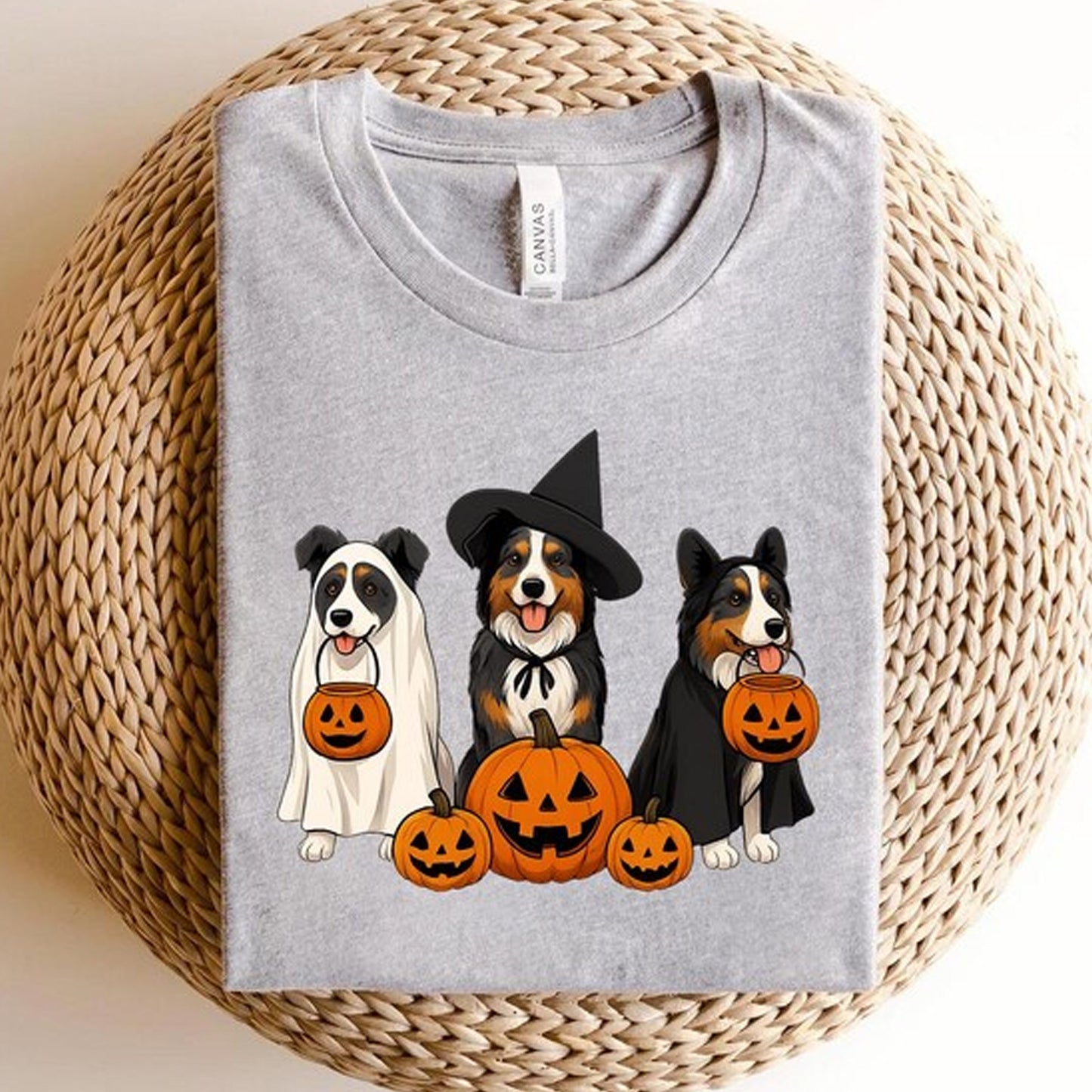 Halloween Dog Sweatshirt Cute Fall Dog T-Shirt Pumpkin Trick or Treat Crewneck