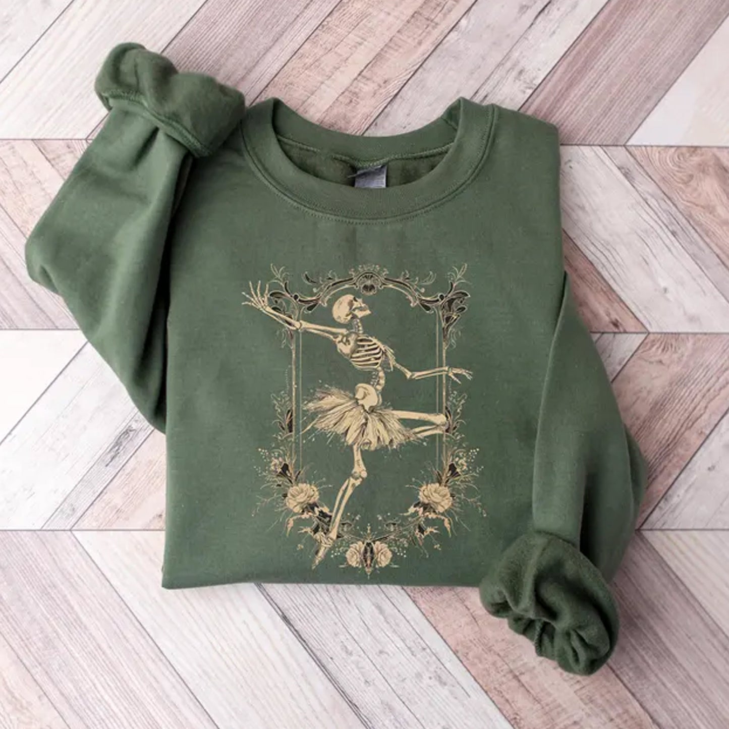 Halloween Ballerina Sweatshirt, Skeleton Ballet Shirt, Dancing Skeleton Shirt
