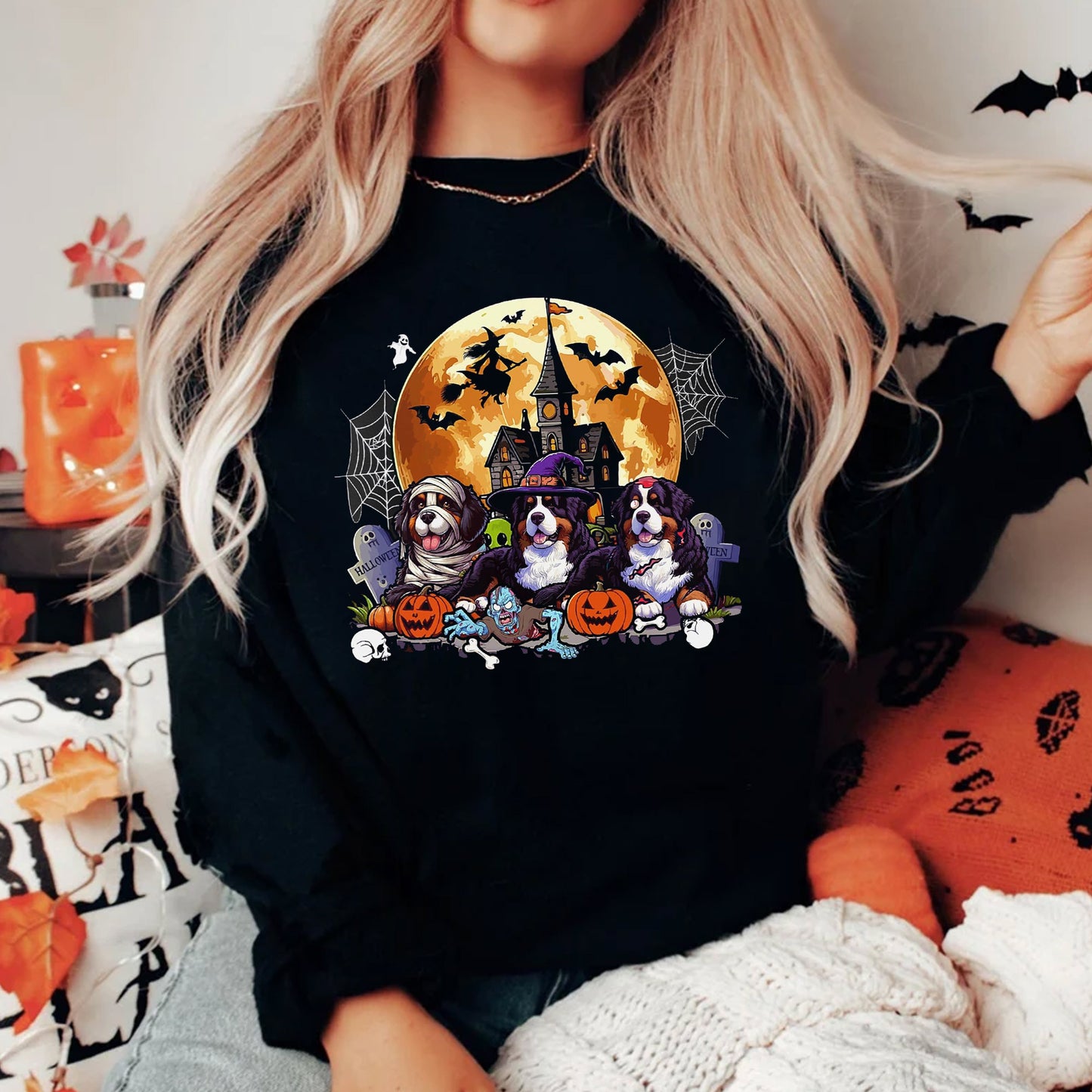 Halloween Bernese Pumpkin Trick or Treat Crewneck