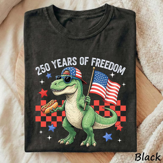 250 Years Of Freedom Dinosaur Shirt, Fourth of July Dinosaur T-Shirt