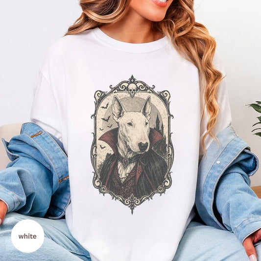 Vampire Bull Terrier Portrait, Vintage Dog Photo Tee